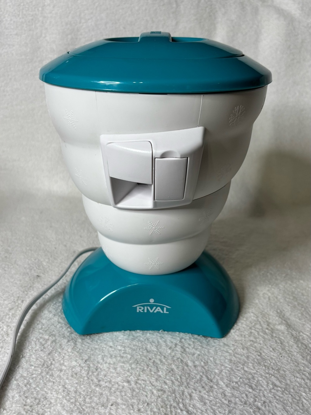 Teal and White Electric Ice Cream Maker - Easy-Fill Frozen Dessert Maker
